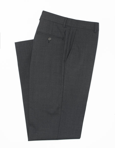 Charcoal Wool Tropical Trousers - Classic Fit | Men's Dress Clothes