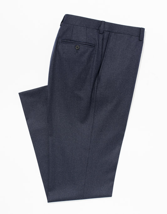 DARK BLUE WOOL FLANNEL TROUSERS