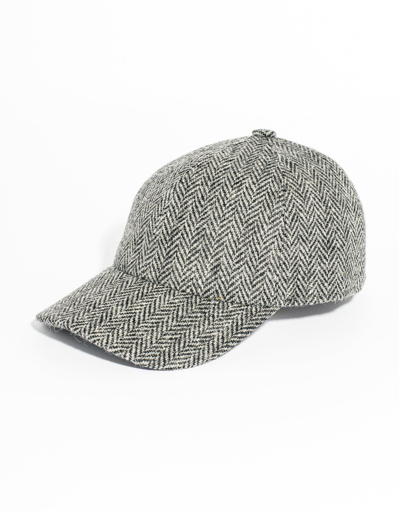 HARRIS TWEED BASEBALL CAP - GREY HERRINGBONE