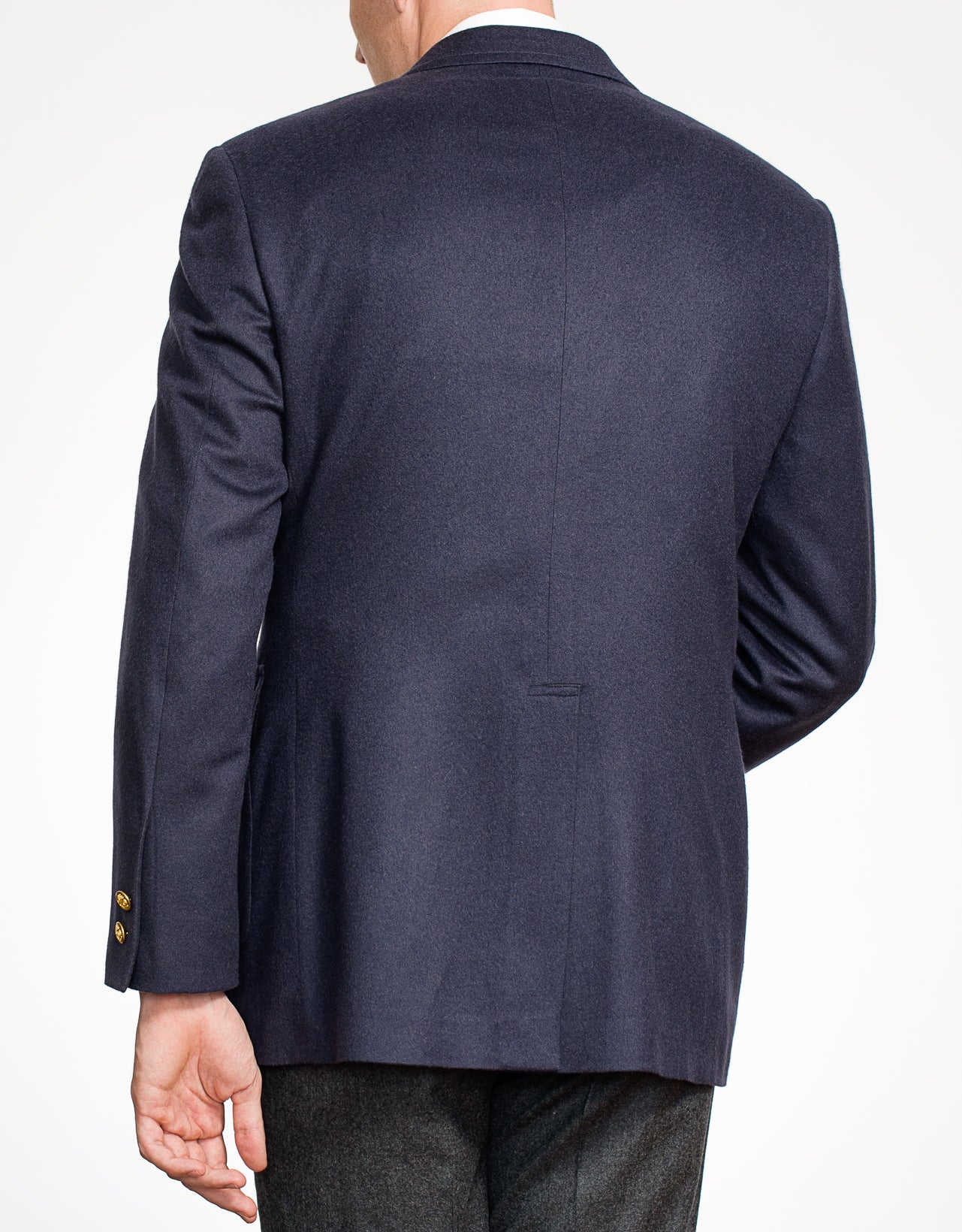 NAVY CASHMERE 3-BUTTON SACK BLAZER