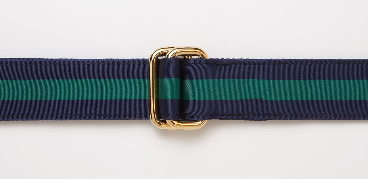 Men's Ribbon Belt in Navy/Green