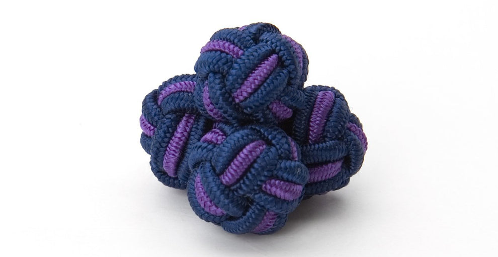 Silk Knots Round Navy Purple