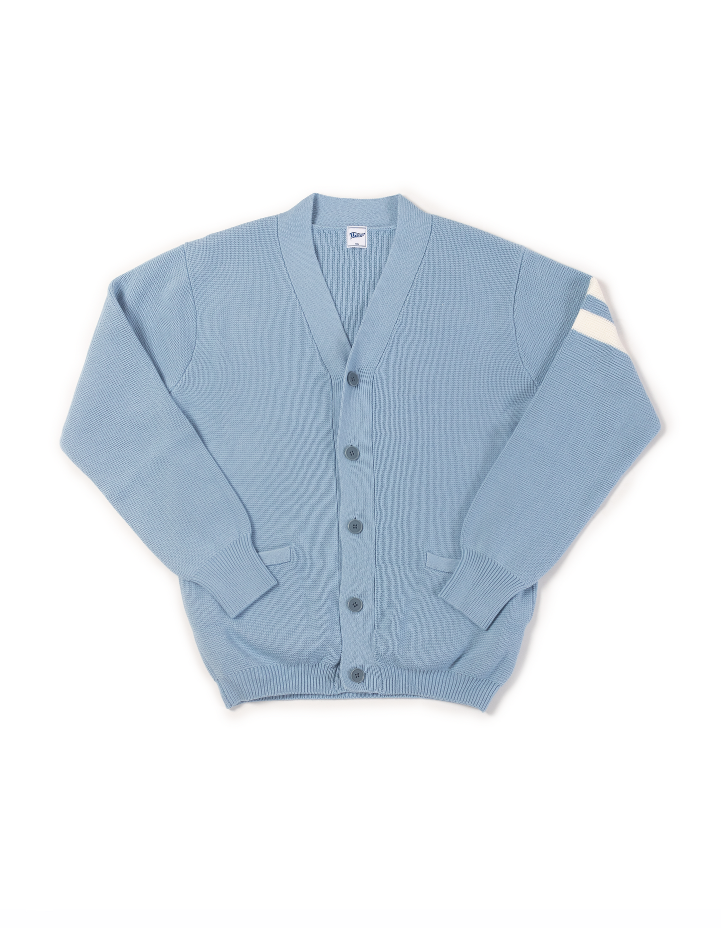 SOLID VARSITY COTTON CARDIGAN - LIGHT BLUE