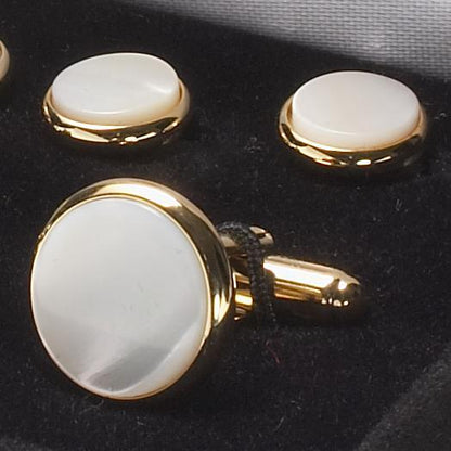 Cufflink And Stud Set Mother Of Pearl Gold