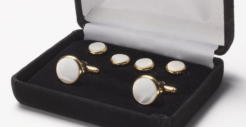 CUFFLINK AND STUD SET - MOTHER OF PEARL/GOLD