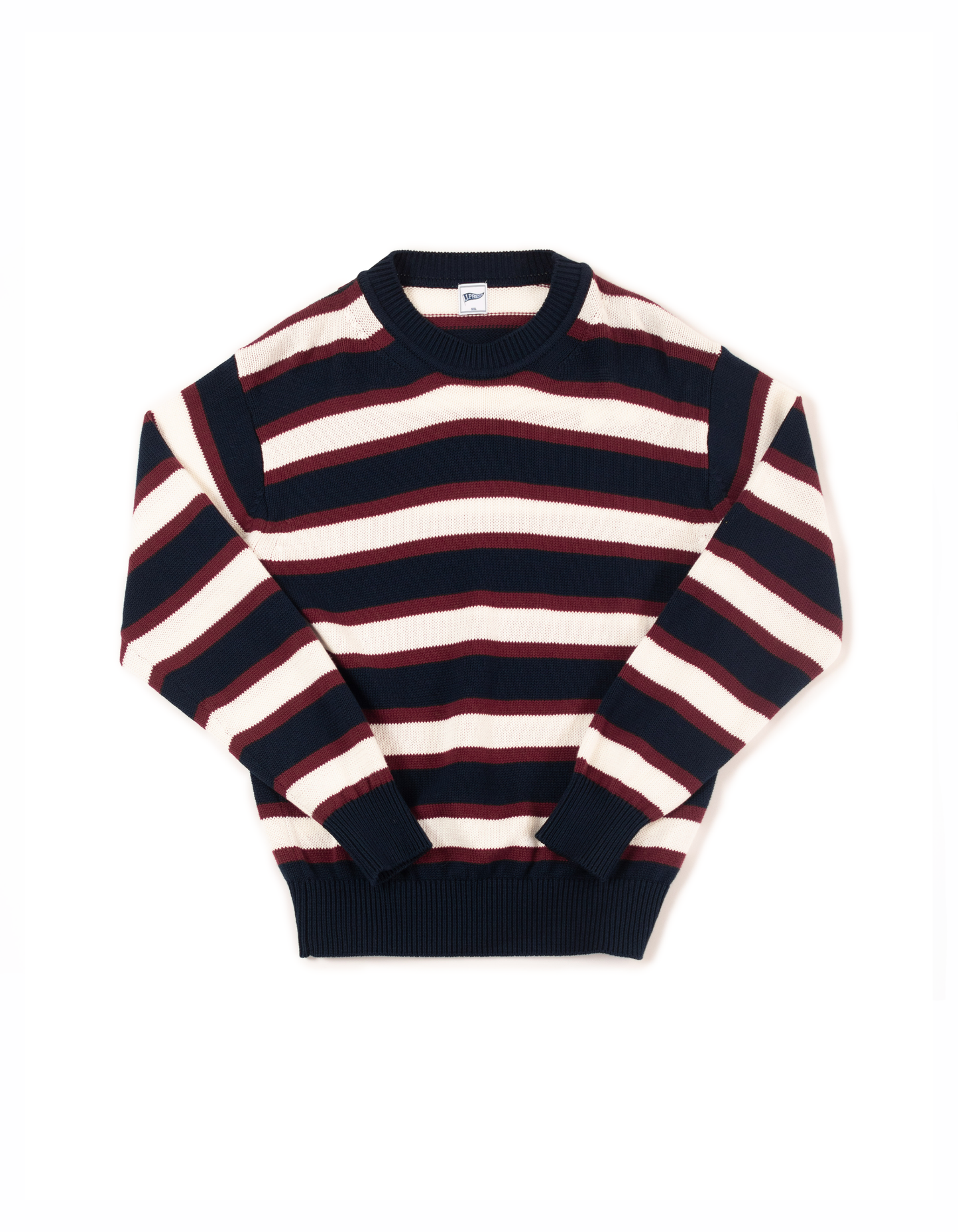 STRIPE CREW NECK SWEATER - NAVY/CREAM