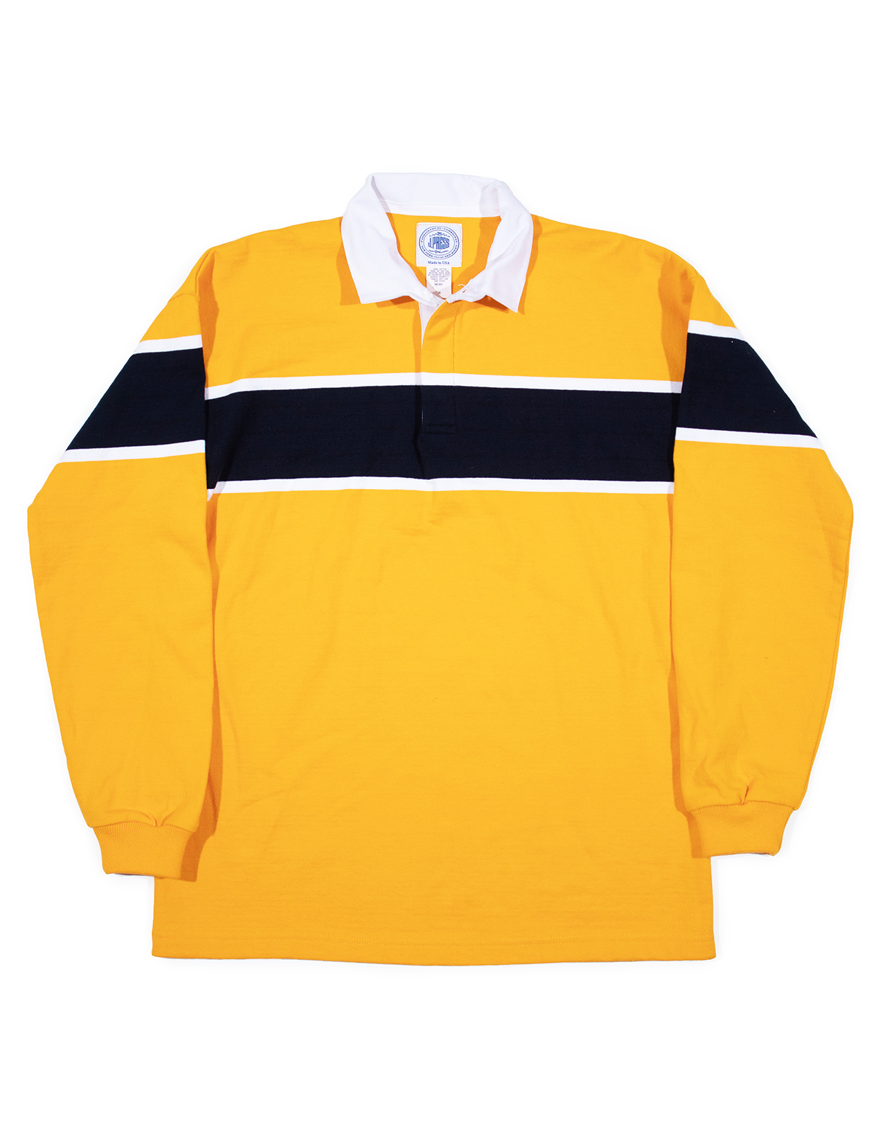 STRIPED RUGBY SHIRT - GOLD/WHITE/NAVY