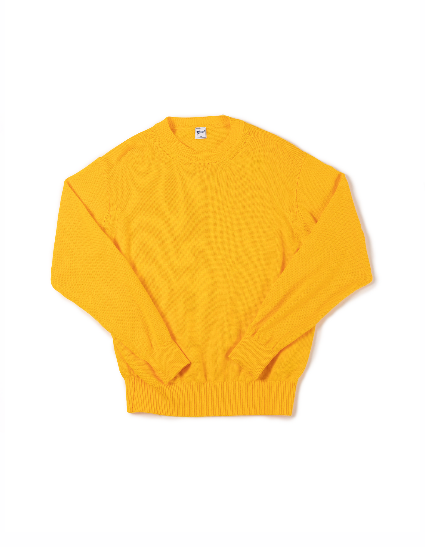 Solid Cotton Crew Neck Sweater Yellow J.PRESS Pennant Label J. PRESS