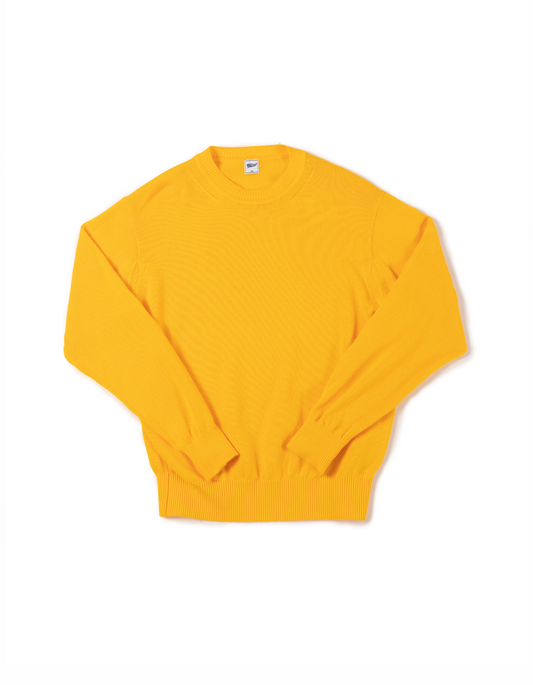 SOLID COTTON CREW NECK SWEATER - YELLOW