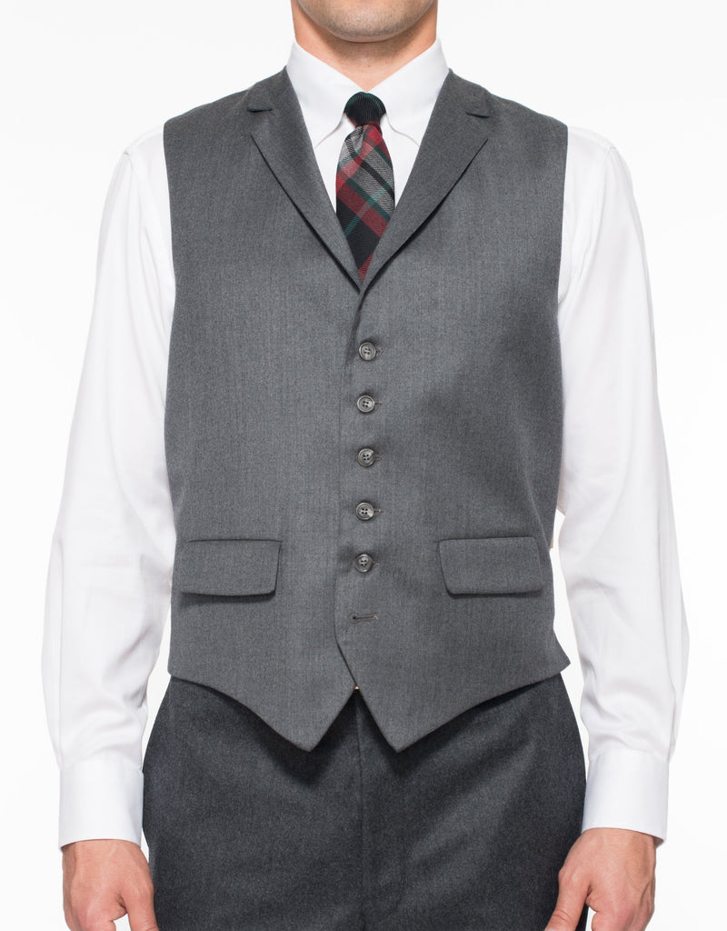WOOL 6 BUTTON CLASSIC VEST - GREY